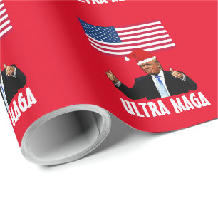 PRESENTE PAPEL DE EMBALAGEM DE NATAL ULTRA MAGA TRUMP