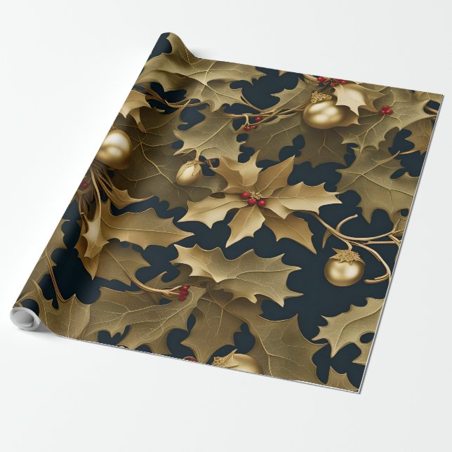 Presente papel de embalagem de ouro de natal (Desenrolado)