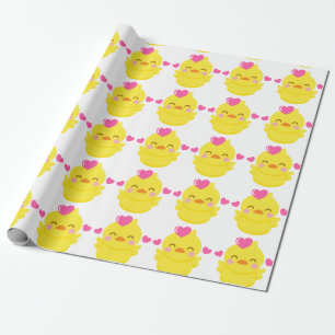 Presente papel de embalagem de patos de borracha amarelo