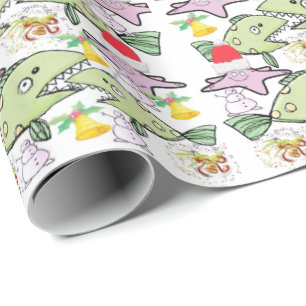 Presente Papel de embalagem de tubarão de Natal