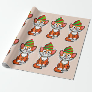 Presente papel de embalagem do gatinho de Natal