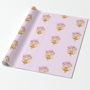 Presente papel de embalagem do tema do sorvete do chá de pa