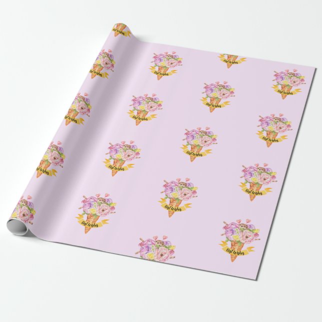 Presente papel de embalagem do tema do sorvete do chá de pa (Desenrolado)