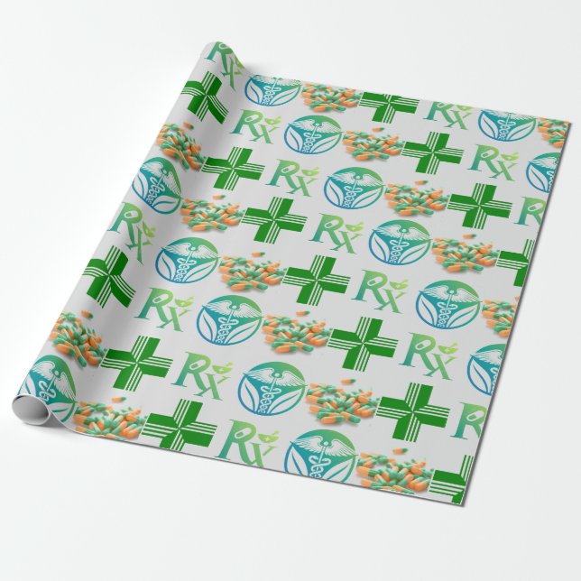 Presente Papel de embalagem estilizado em farmácia (Desenrolado)