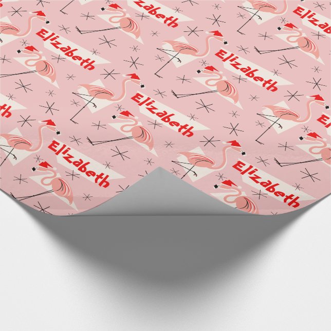 Presente Papel de embalagem Flamingo Santas (Ponta)