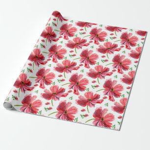 Presente Papel de embalagem floral de aquarelas