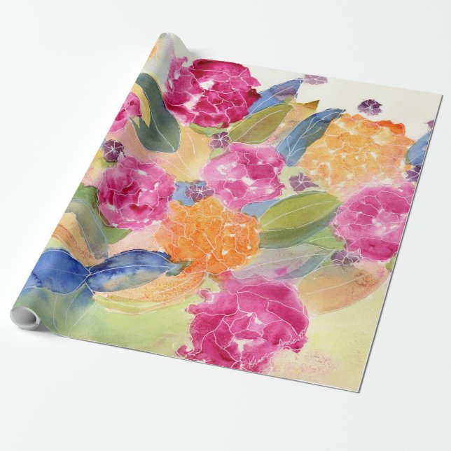 Presente Papel de embalagem floral de aquarelas (Desenrolado)