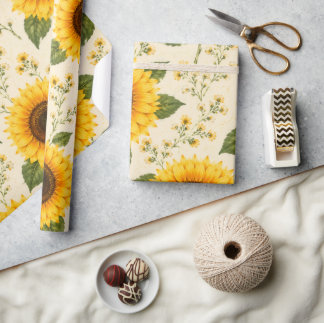 PRESENTE PAPEL DE EMBALAGEM FLORAL DE GIRASSOL