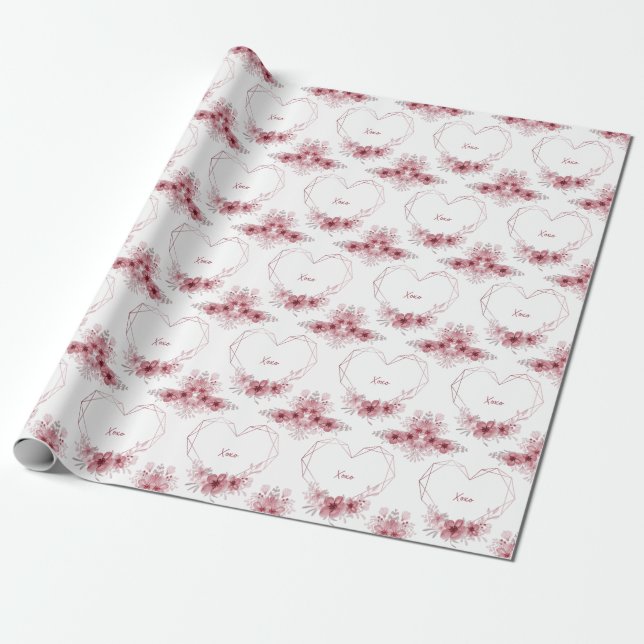 Presente papel de embalagem floral do xoxo (Desenrolado)