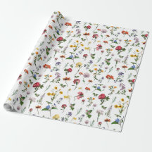 Papel De Embalagem Floral Vintage - Flores Colorid