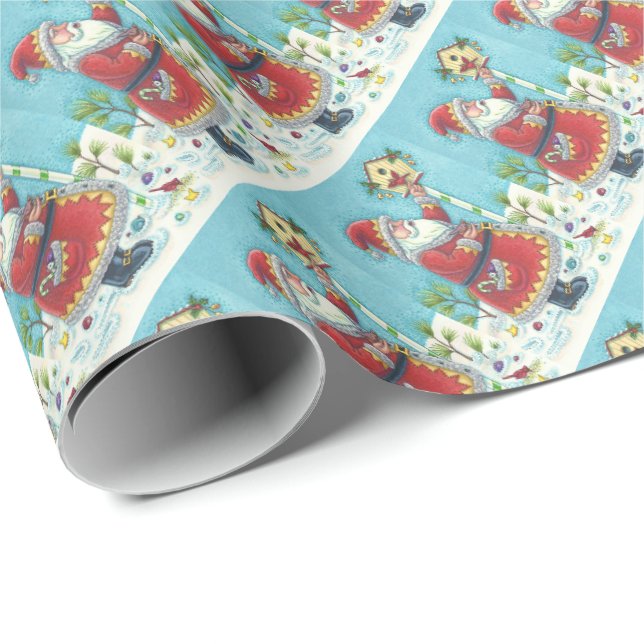 PRESENTE PAPEL DE EMBALAGEM KRIS KRINGLE E CARDINAL BIRDHOU (Ponta do rolo)