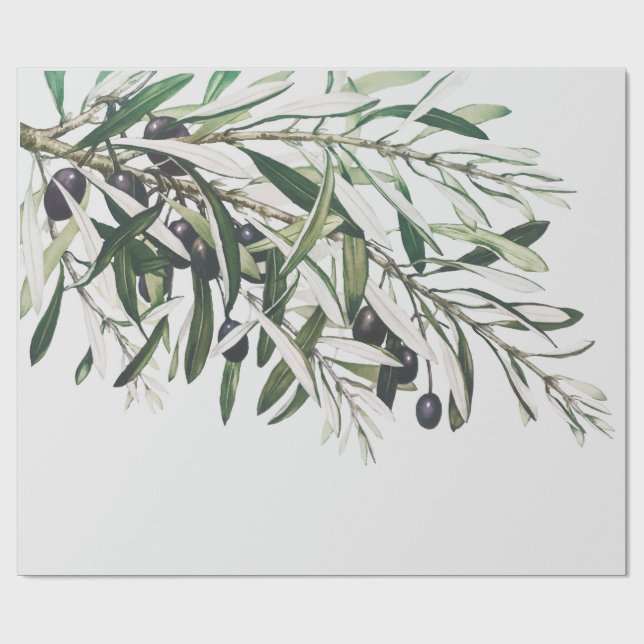PRESENTE PAPEL DE EMBALAGEM: MERRY CHRISTMAS OLIVE BRANCH (Aberto)