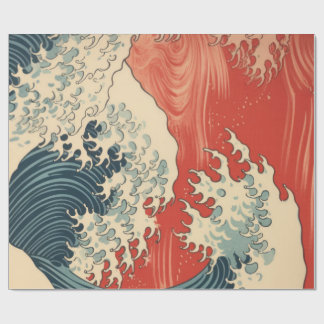 PRESENTE PAPEL DE EMBALAGEM ONDA GRANDE JAPONESA