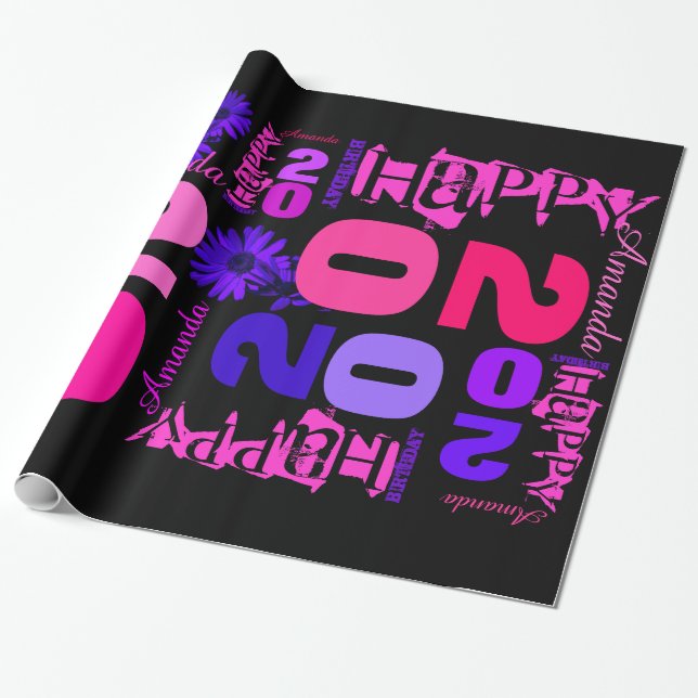 Presente Papel de Embalagem Personalizada de Aniversário do (Desenrolado)