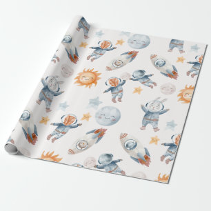 Presente Papel de Embalagem Planeta de Animais do Astronaut