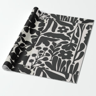 Presente papel de embalagem preto e branco