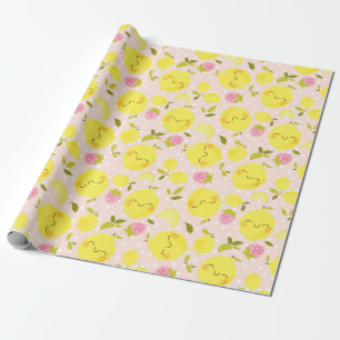 Presente Papel De Embalagem Rosa De Limão De Morango