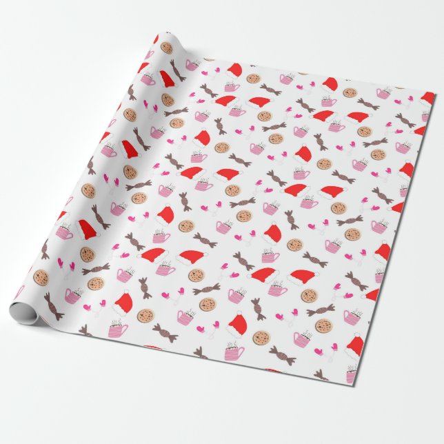 Presente Papel de embalagem sazonal das doodles de Natal (Desenrolado)
