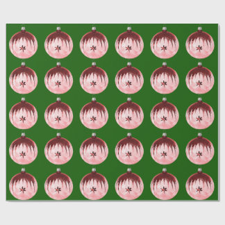 Presente Papel De Embalagem Verde Para Ornamento Vermelho E