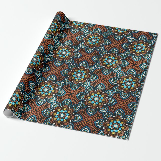 Presente Papel de emblema azul (Desenrolado)
