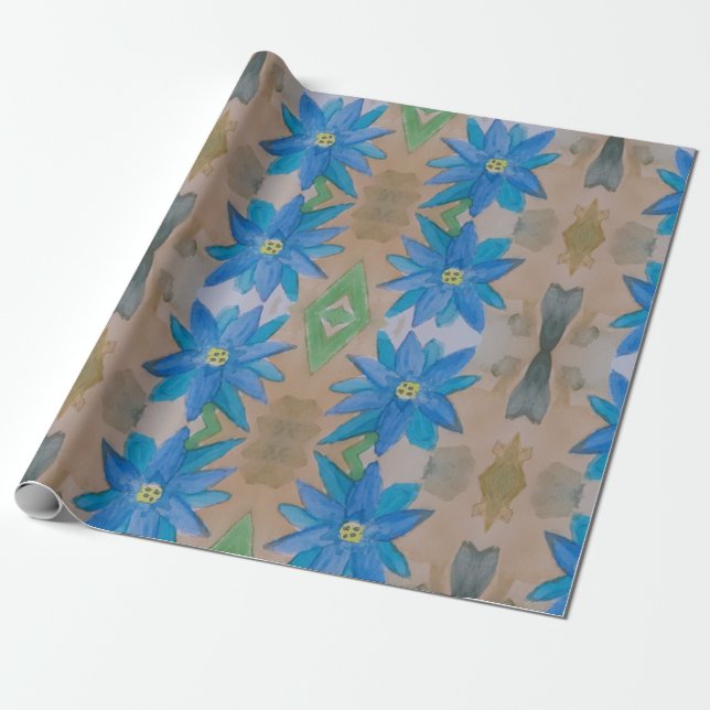 Presente Papel de emblema azul (Desenrolado)