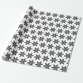 Presente Papel de emblema branco e preto em flocos de neve