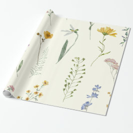 Presente Papel de emblema de flor selvagem, de cor aquosa