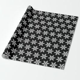 Presente Papel de emblema de padrão preto e branco em floco