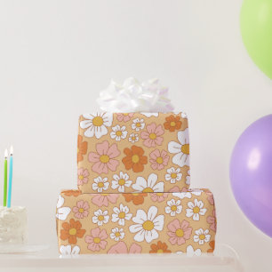Presente Papel de emblema em laranja e branco