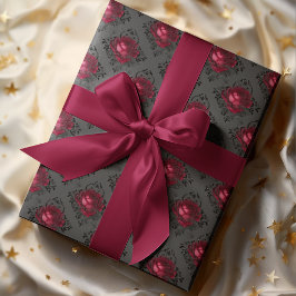 Presente Papel de emblema flexível preto-escuro Rosa vermel