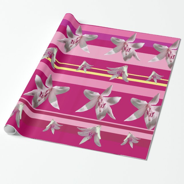 Presente Papel de emblema para flores e tiras de lírios bra (Desenrolado)