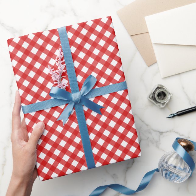 Presente Papel de embrulhamento brilhante padrão de Gingham (Presentear)
