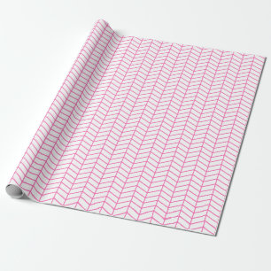 Presente Papel de embrulhamento Chevron - Rosa em Branco