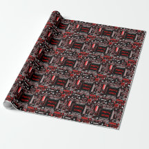 Papel de embrulhamento Circuit Red 2 Merry Xmas