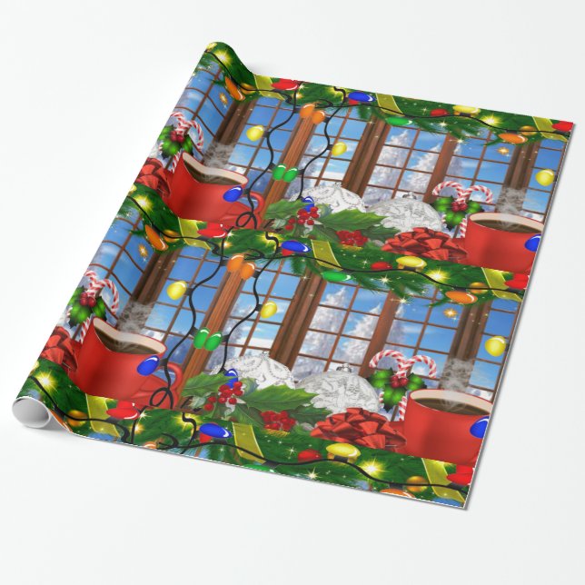Presente Papel de embrulhamento da manhã de Natal (Desenrolado)