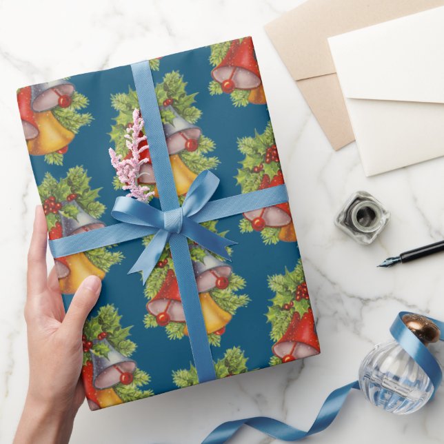 Presente Papel de embrulhamento das cintas de Natal Azul Es (Presentear)