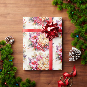 Presente Papel de embrulhamento das flores de Natal
