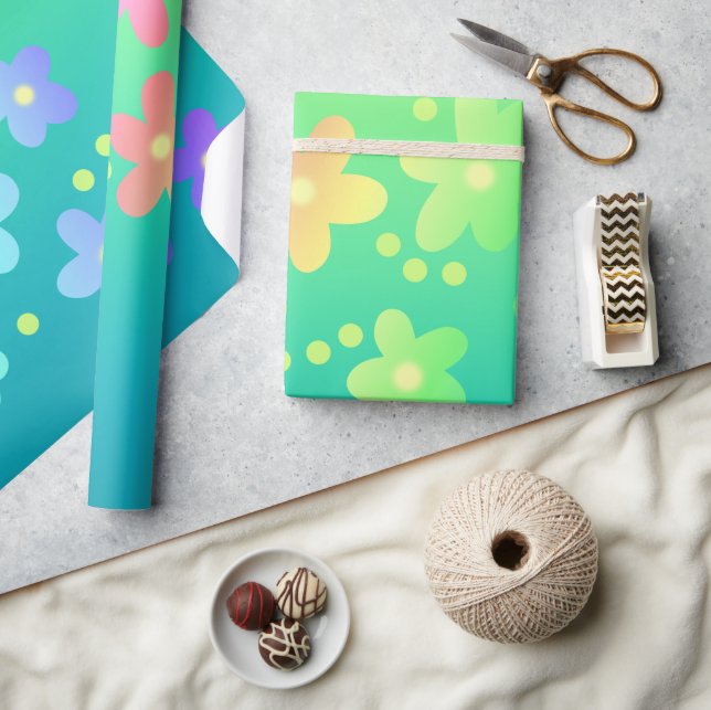 Presente Papel de embrulhamento das flores do arco-íris (Artesanato)