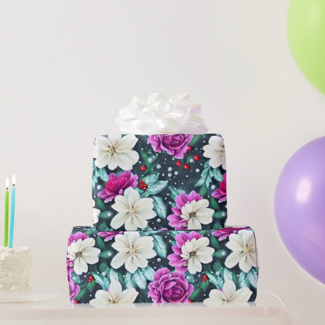 Presente Papel de embrulhamento das flores femininas, cor-d (Presentes para festas)