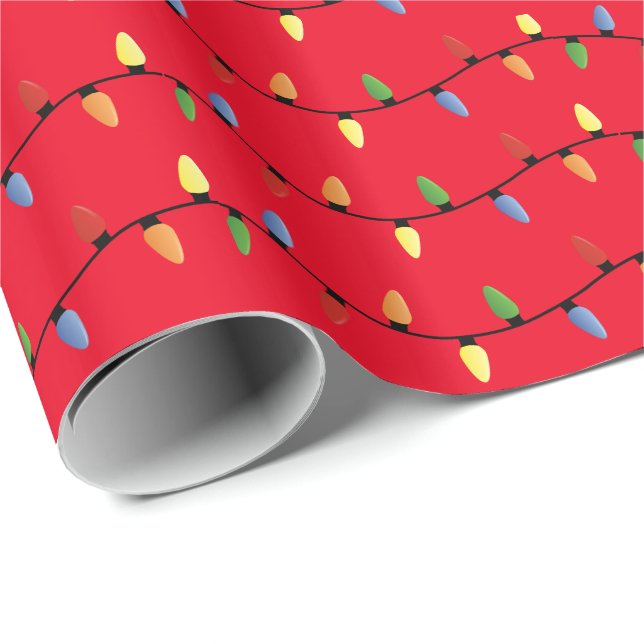 Presente Papel de embrulhamento das luzes de Natal (Ponta do rolo)