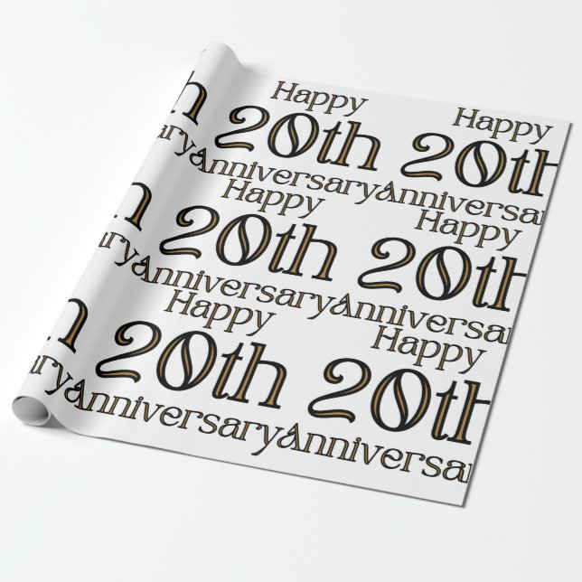 Presente Papel de embrulhamento de 20 de Feliz Aniversário (Desenrolado)
