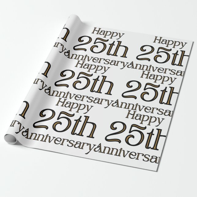 Presente Papel de embrulhamento de 25 de Feliz Aniversário (Desenrolado)