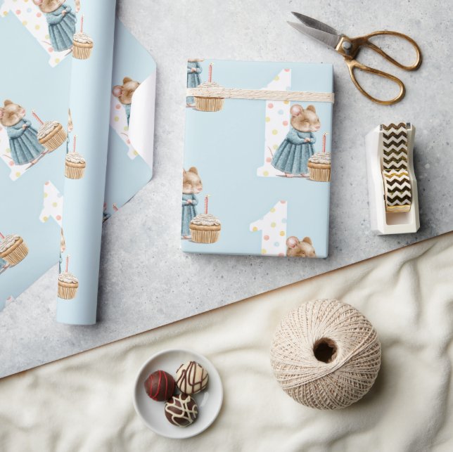 Presente Papel de embrulhamento de aniversário do primeiro  (Artesanato)