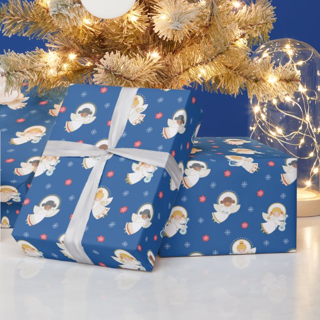 Presente Papel de embrulhamento de anjo de Natal retrô (Feriados)