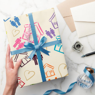 Presente Papel de embrulhamento de casas de amor do Pessoas