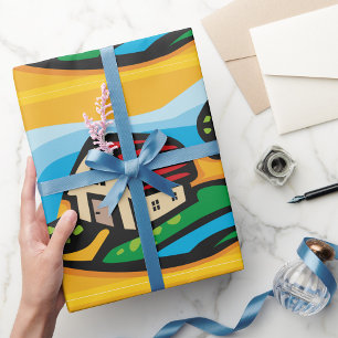 Presente Papel de embrulhamento de casas de fazenda