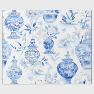 Presente Papel de embrulhamento de cipós de Chinoiserie Azu