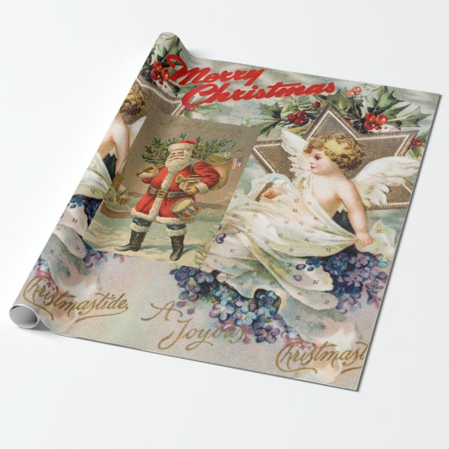Presente Papel de embrulhamento de cor de anjo de NATAL (Desenrolado)