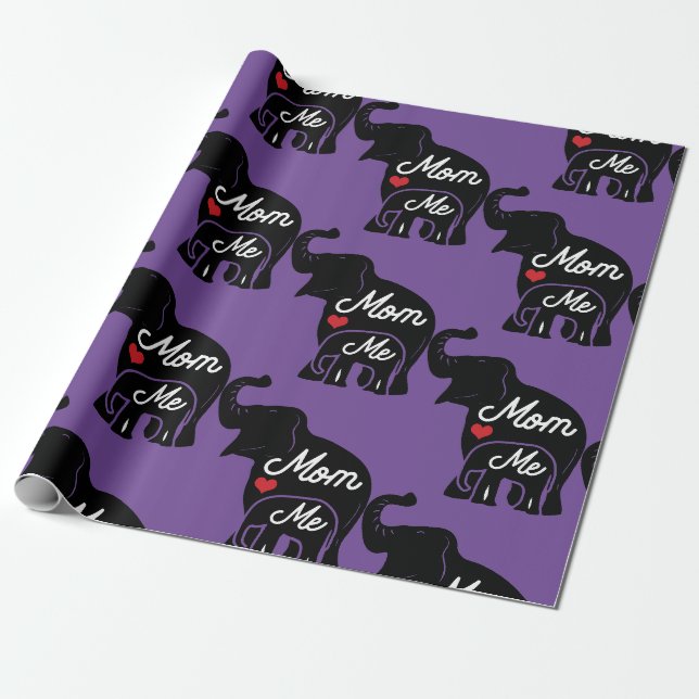 Presente Papel de embrulhamento de elefantes para a mãe e p (Desenrolado)