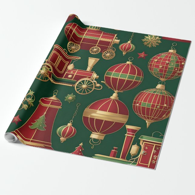 Presente papel de embrulhamento de enfeites de natal de gal (Desenrolado)